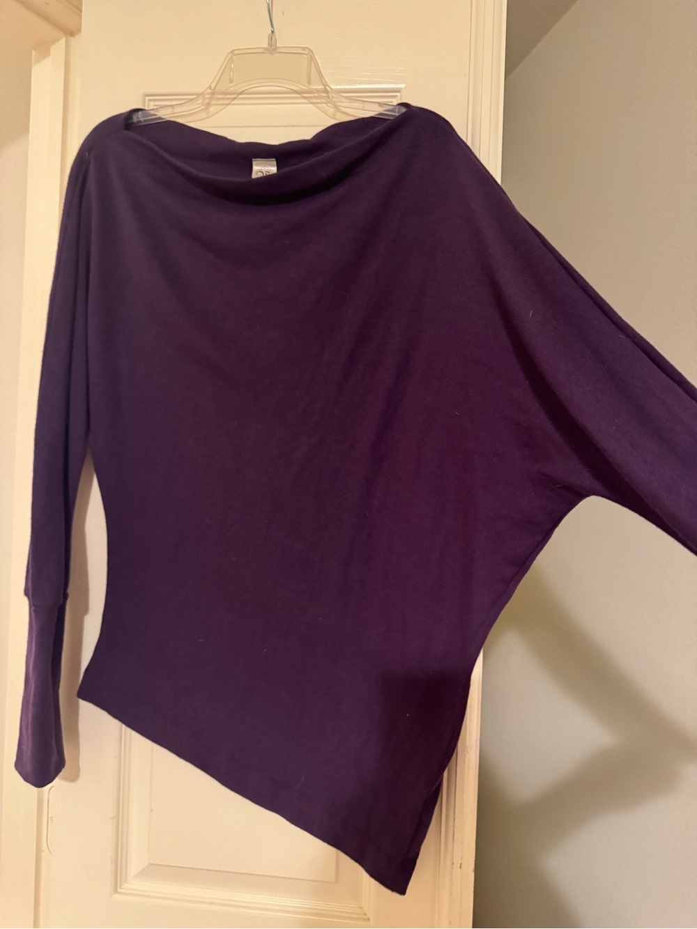 Deep Purple Long Sleeve Asymmetrical Boatneck Top